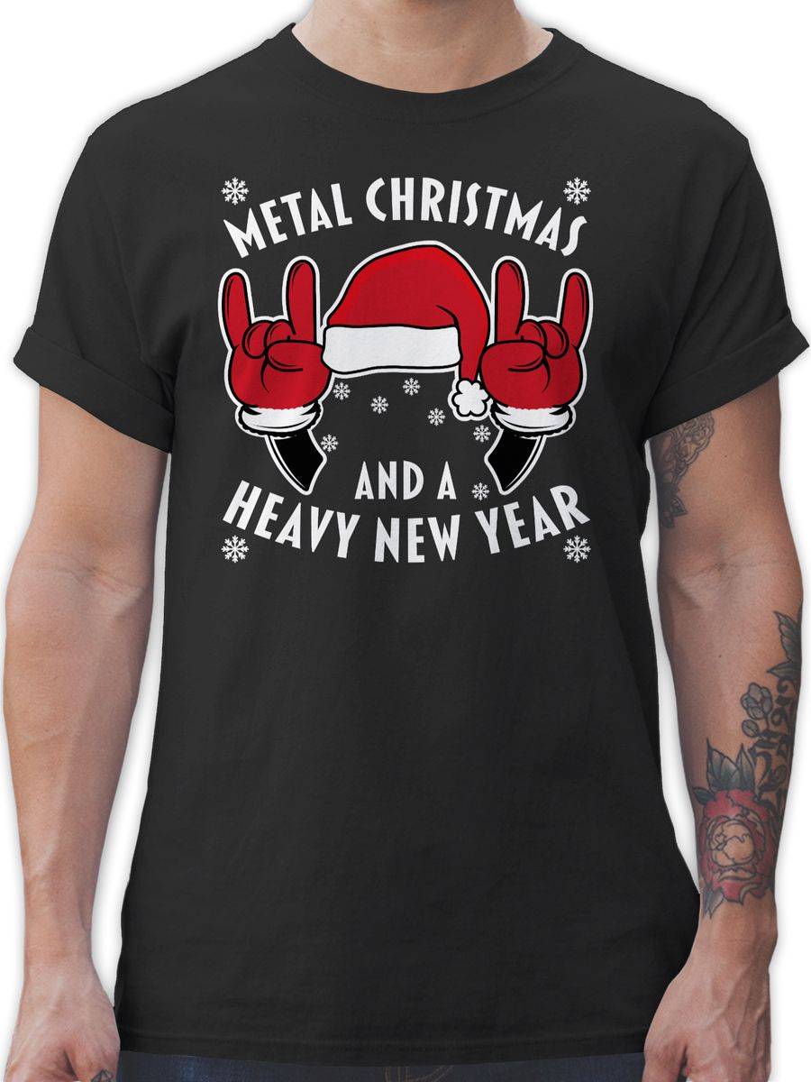 Shirtracer Metal Christmas and a Heavy New Year - weiß: Tshirt Turnbeutel Shirtracer