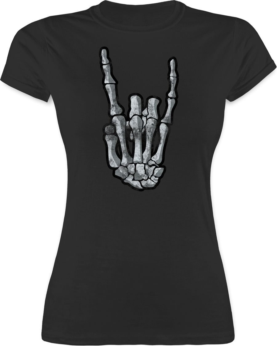 Shirtracer Metal Horns Skelett Hand: T-Shirt Turnbeutel Shirtracer