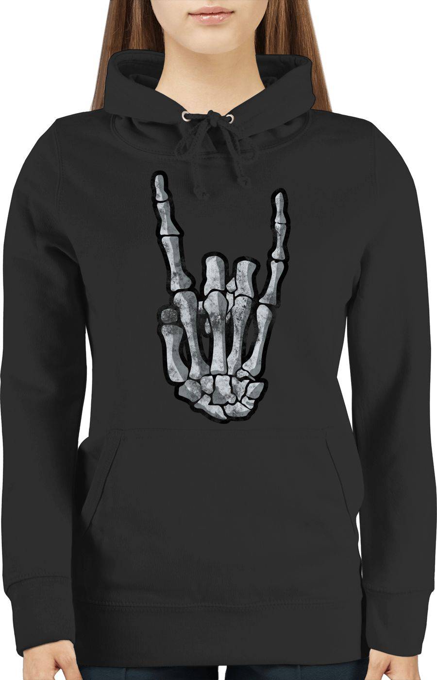 Shirtracer Metal Horns Skelett Hand: T-Shirt Turnbeutel Shirtracer