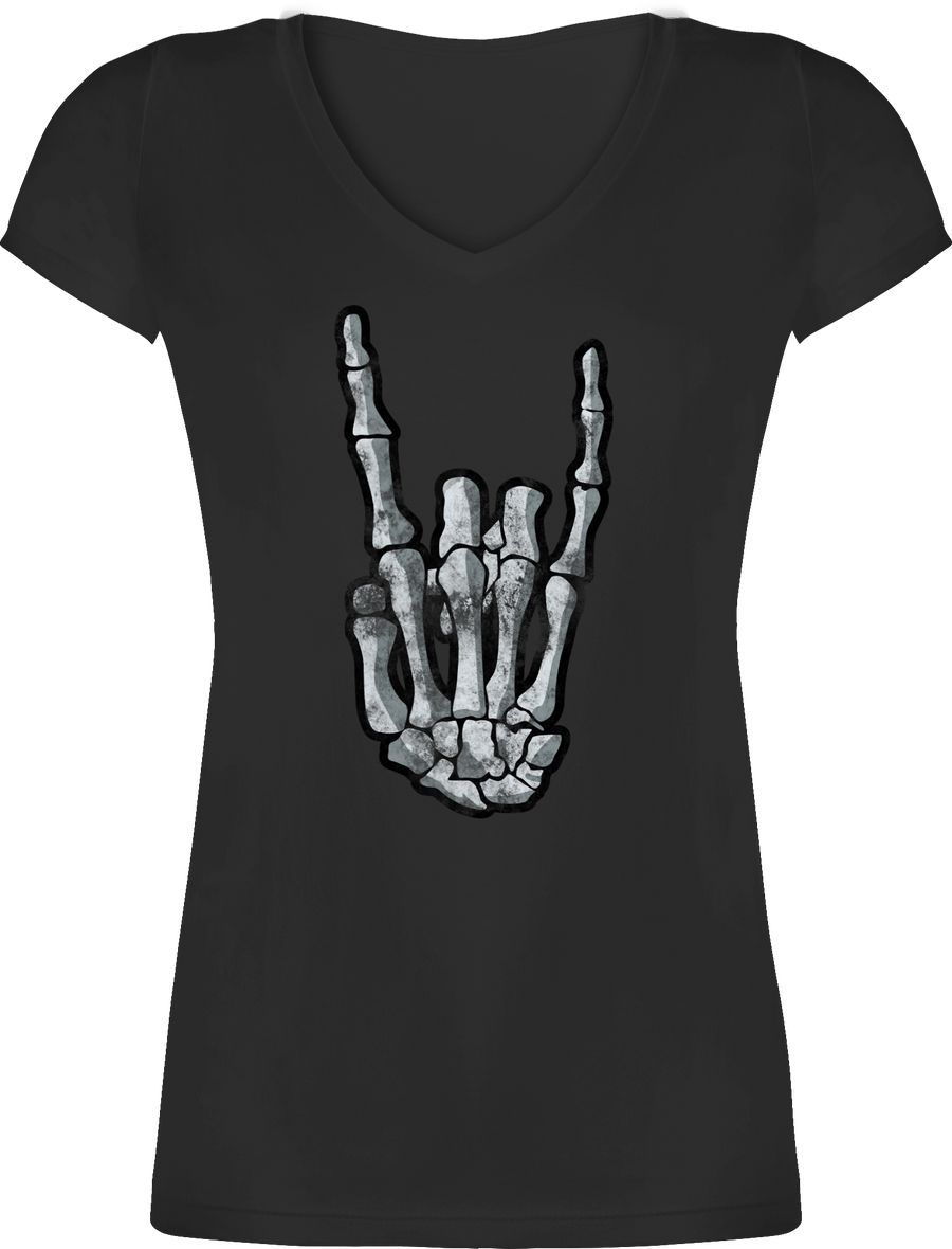Shirtracer Metal Horns Skelett Hand: T-Shirt Turnbeutel Shirtracer