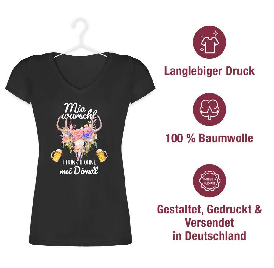 Shirtracer Mia Wurscht I Trink A Ohne Mei Dirndl Shirts & Mehr Shirtracer