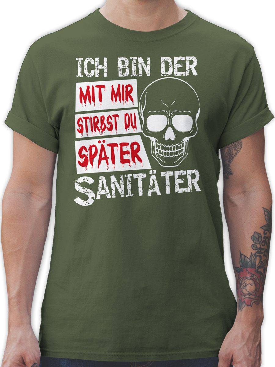 Shirtracer Mit mir stirbst du später Sanitäter - weiß: Tshirt Gym Bag Shirtracer