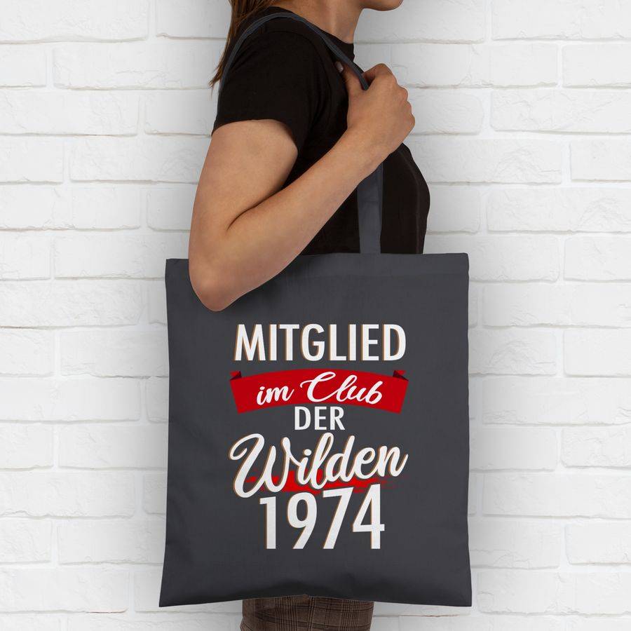 Shirtracer Mitglied Im Club Der Wilden 1974 Fünfzig: Tshirt Turnbeutel Shirtracer