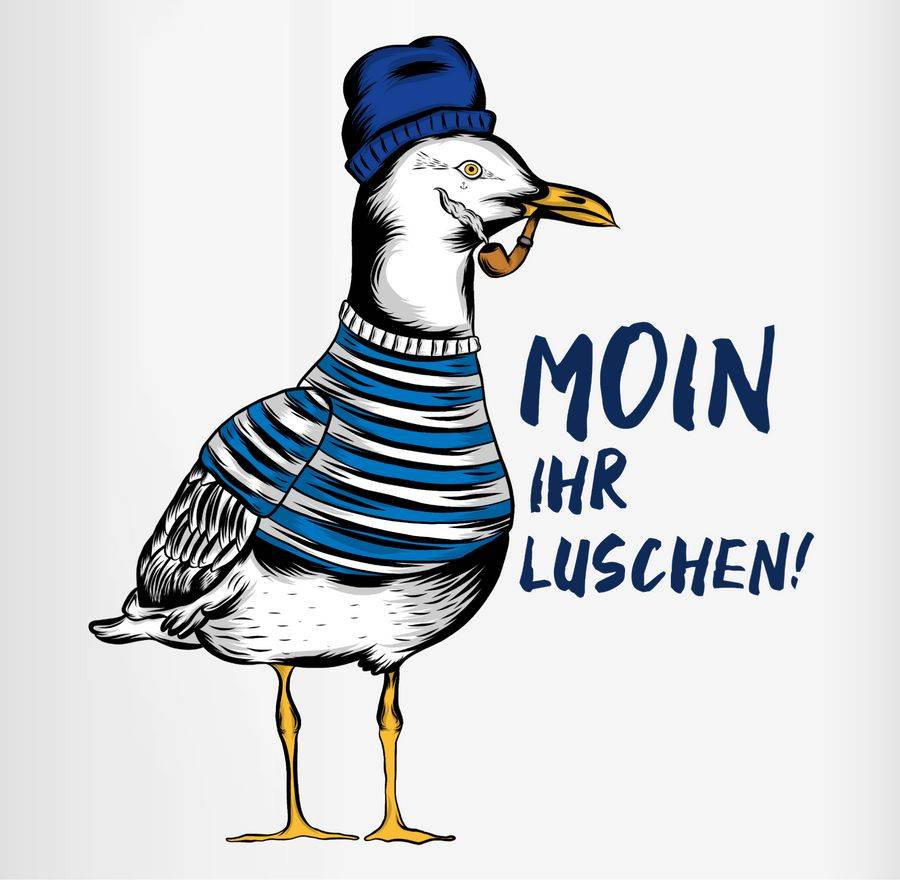 Shirtracer Moin Ihr Luschen - Coole Möwe - Schwarz: Tshirt Rucksack Shirtracer