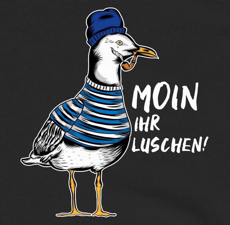 Shirtracer Moin Ihr Luschen - Coole Möwe - Weiß: T-Shirt Rucksack Shirtracer