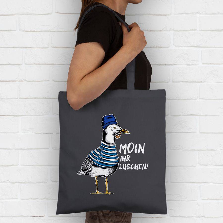 Shirtracer Moin Ihr Luschen - Coole Möwe - Weiß: T-Shirt Rucksack Shirtracer