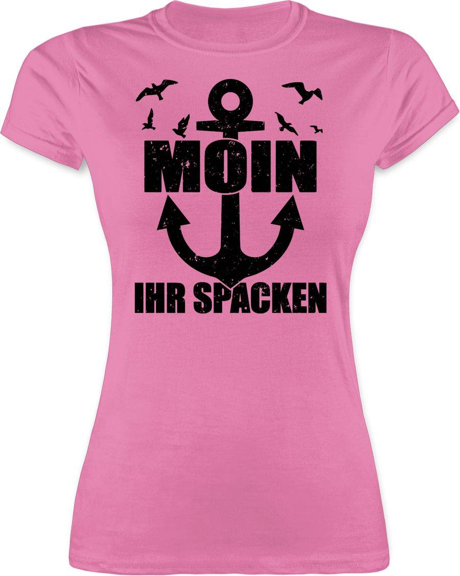 Shirtracer Moin ihr Spacken mit Anker - schwarz Shirts & Mehr Shirtracer
