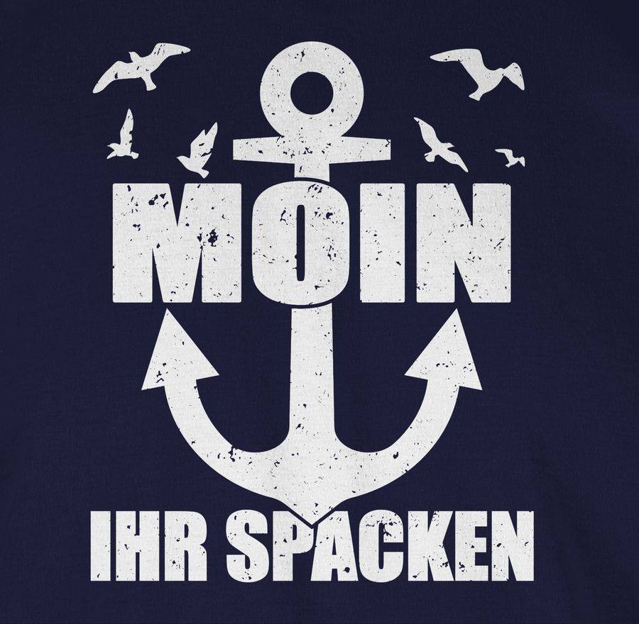 Shirtracer Moin Ihr Spacken Mit Anker - Weiß: T-Shirt Turnbeutel Shirtracer