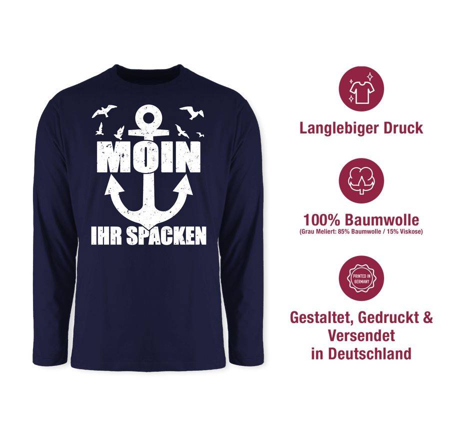 Shirtracer Moin Ihr Spacken Mit Anker - Weiß: T-Shirt Turnbeutel Shirtracer