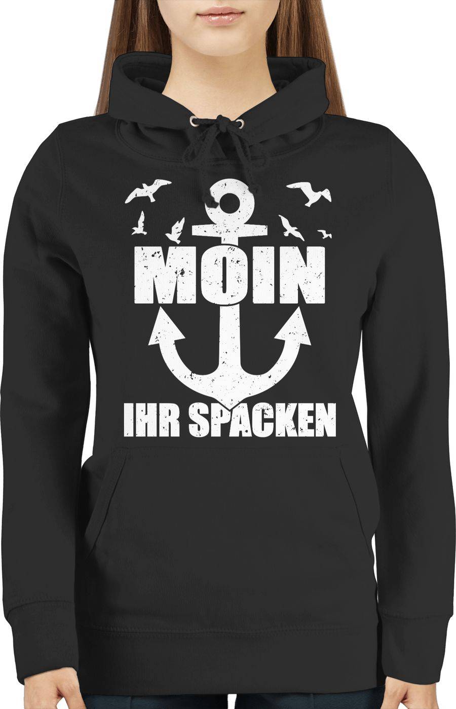 Shirtracer Moin Ihr Spacken Mit Anker - Weiß: T-Shirt Turnbeutel Shirtracer