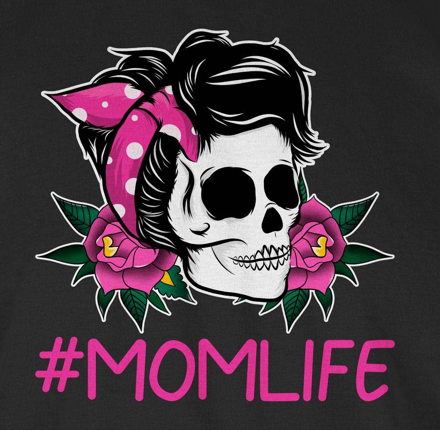 Shirtracer Momlife Rockabilly Totenkopf: Tshirt Gym Bag Shirtracer