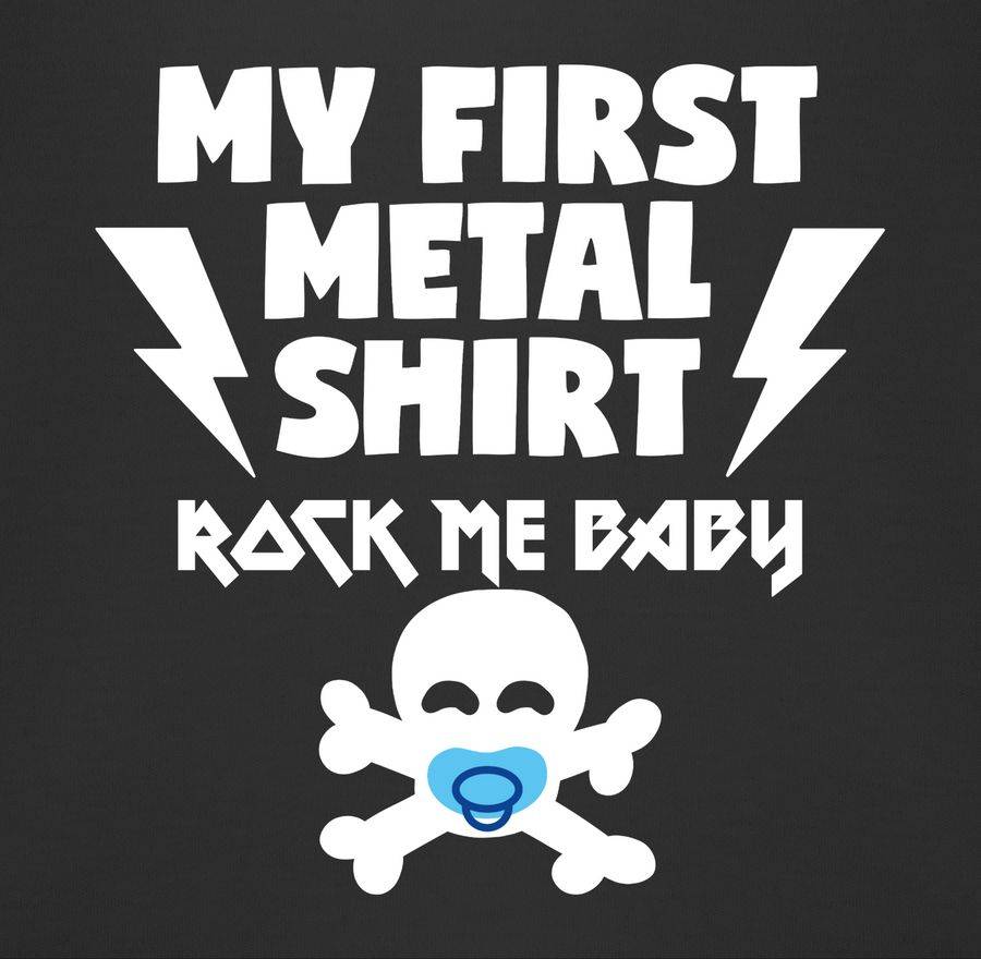 Shirtracer My First Metal Shirt Mit Baby Totenkopf Weiß/blau: Tshirt Turnbeutel Shirtracer