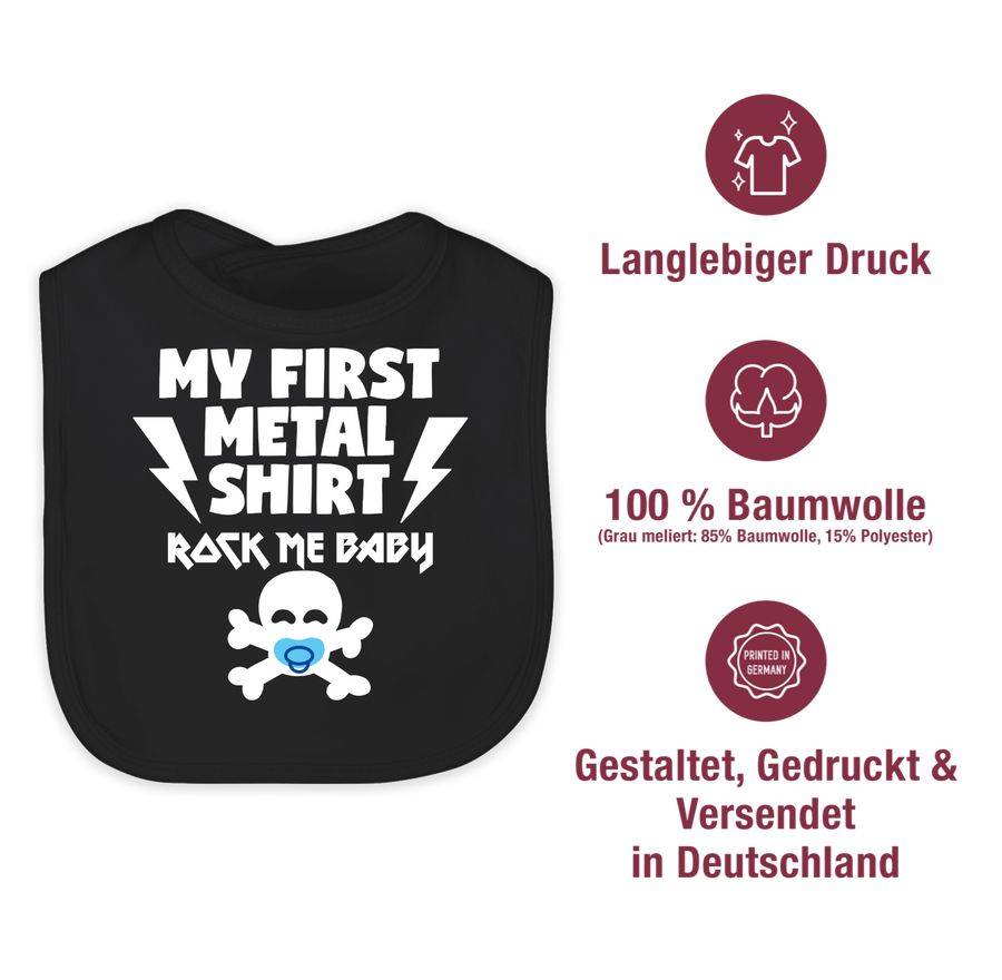 Shirtracer My First Metal Shirt Mit Baby Totenkopf Weiß/blau: Tshirt Turnbeutel Shirtracer