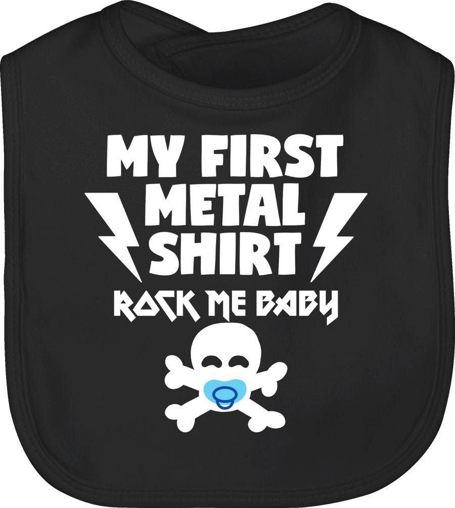 Shirtracer My first Metal Shirt mit Baby Totenkopf weiß/blau: Tshirt Turnbeutel Shirtracer