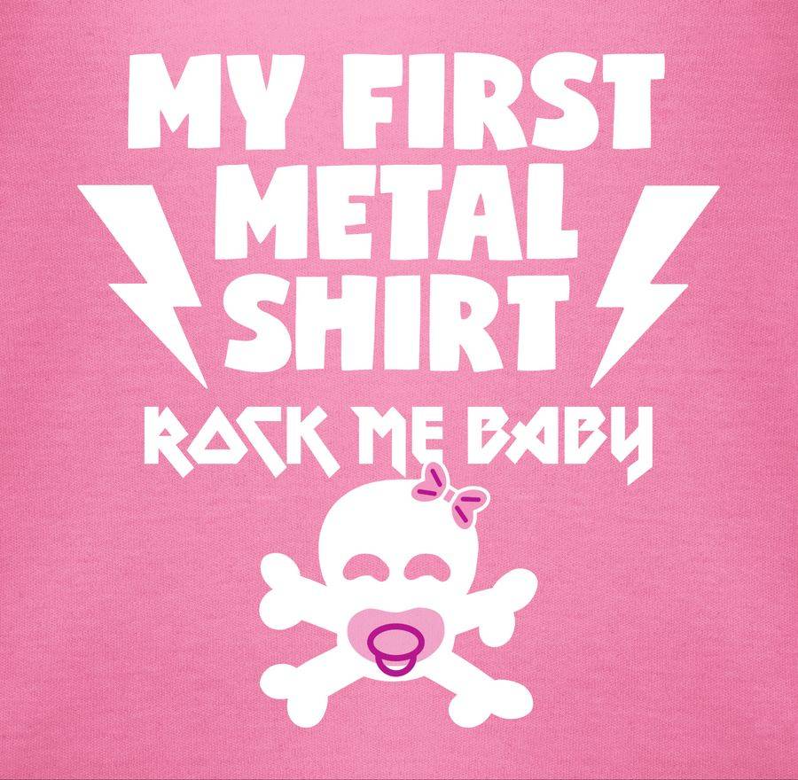 Shirtracer My First Metal Shirt Mit Baby Totenkopf Weiß/rosa Shirts & Mehr Shirtracer