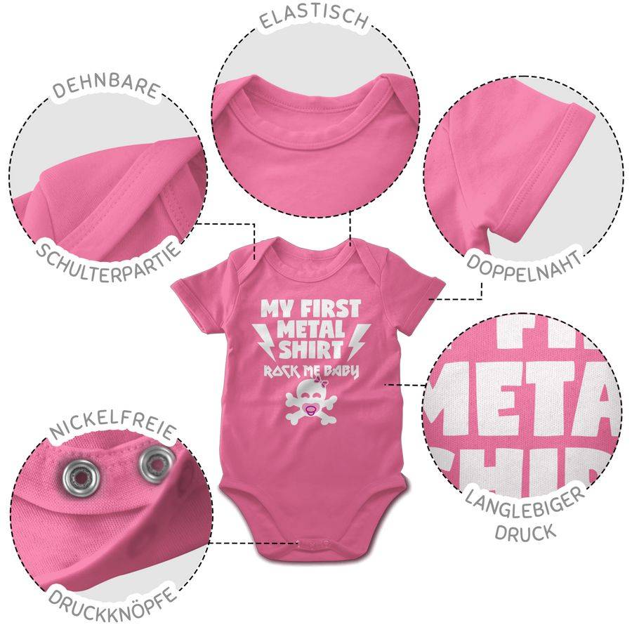 Shirtracer My First Metal Shirt Mit Baby Totenkopf Weiß/rosa Shirts & Mehr Shirtracer