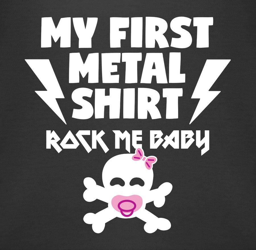 Shirtracer My First Metal Shirt Mit Baby Totenkopf Weiß/rosa Shirts & Mehr Shirtracer