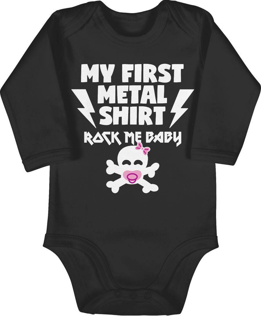 Shirtracer My first Metal Shirt mit Baby Totenkopf weiß/rosa Shirts & Mehr Shirtracer