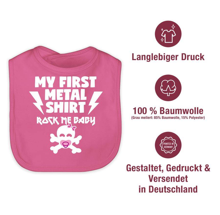 Shirtracer My First Metal Shirt Mit Baby Totenkopf Weiß/rosa Shirts & Mehr Shirtracer