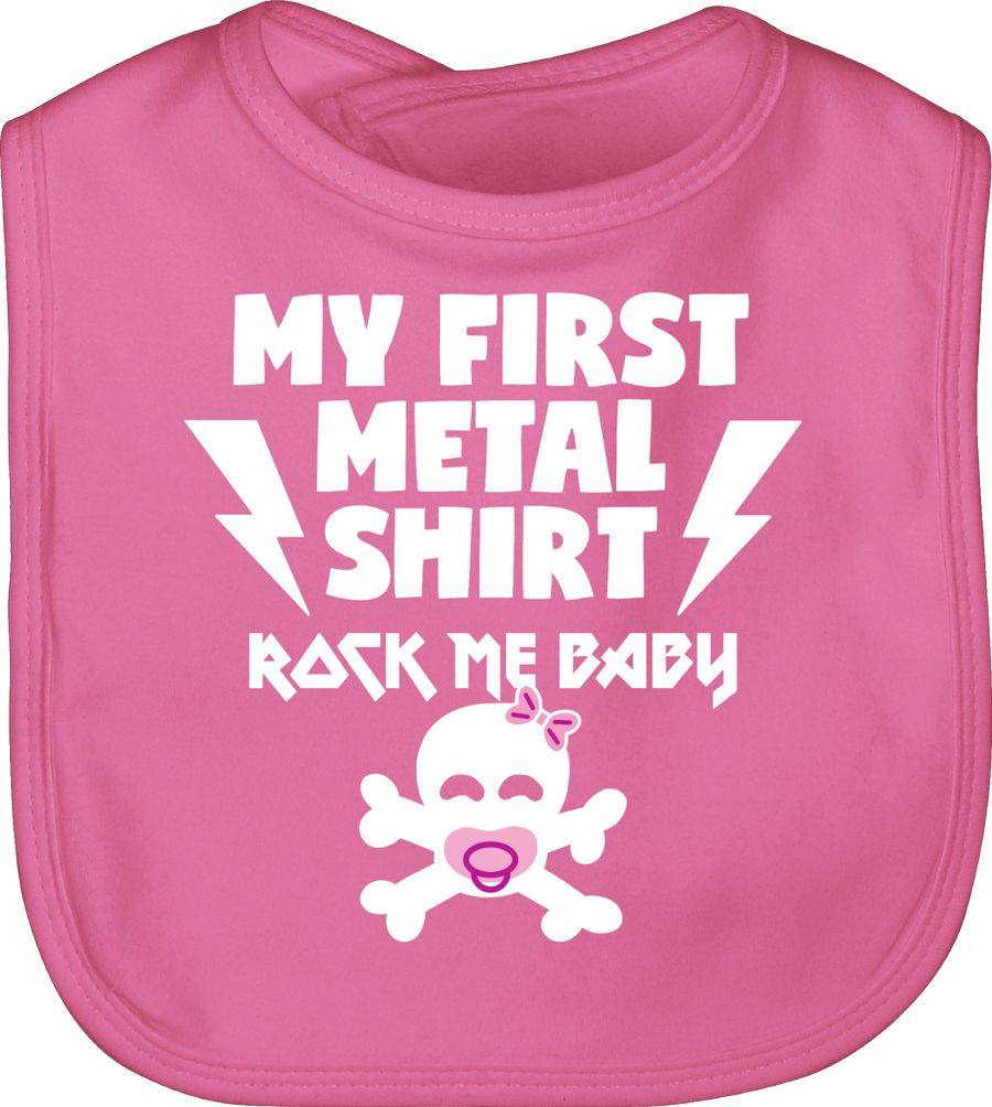 Shirtracer My first Metal Shirt mit Baby Totenkopf weiß/rosa Shirts & Mehr Shirtracer