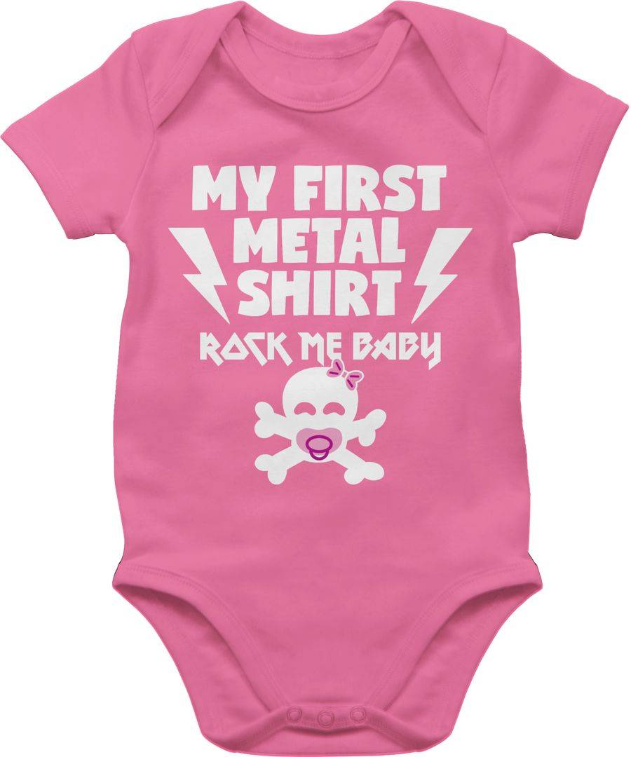Shirtracer My first Metal Shirt mit Baby Totenkopf weiß/rosa Shirts & Mehr Shirtracer