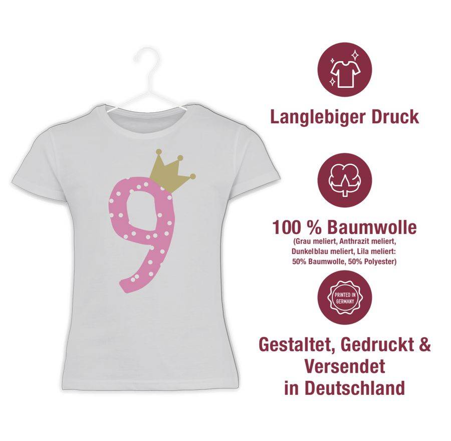Shirtracer Neun Krone Mädchen Neunter Shirts & Mehr Shirtracer