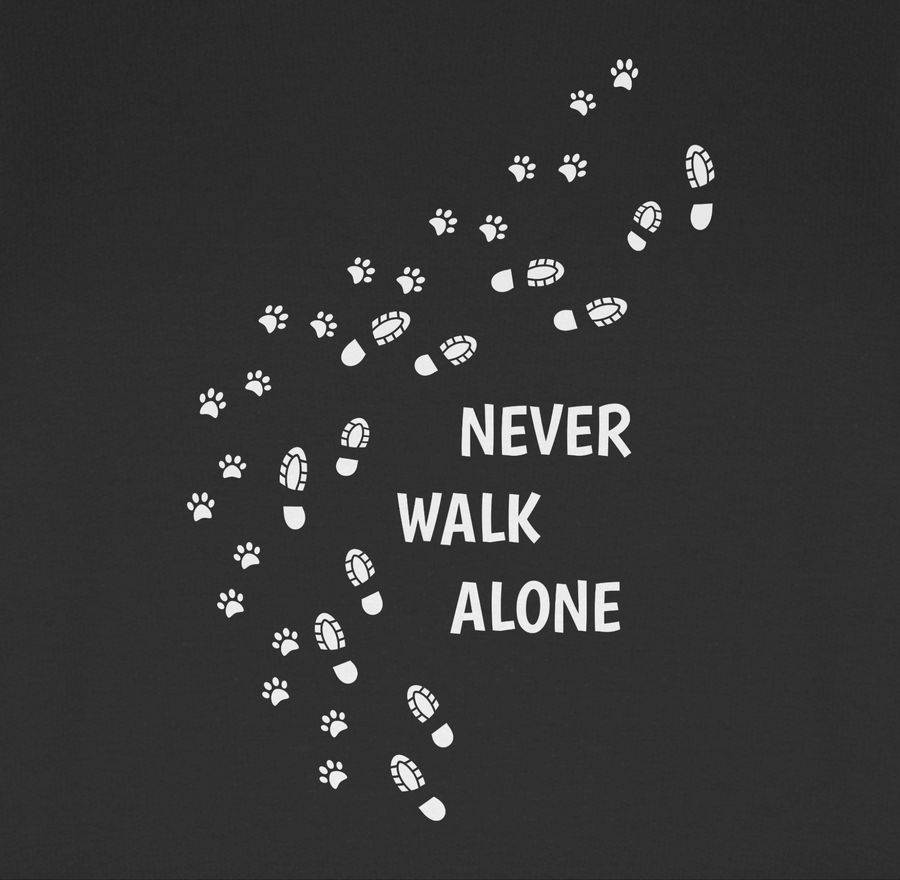 Shirtracer Never Walk Alone Pfotenabdrücke: Tshirt Turnbeutel Shirtracer