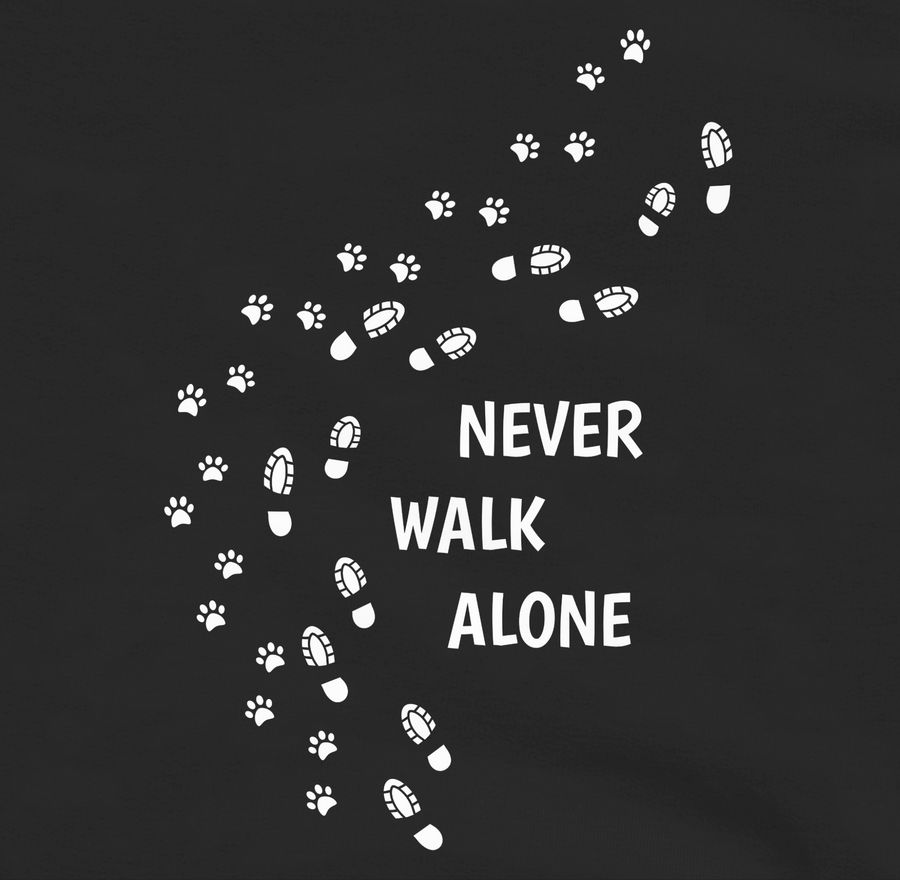 Shirtracer Never Walk Alone Pfotenabdrücke: Tshirt Turnbeutel Shirtracer