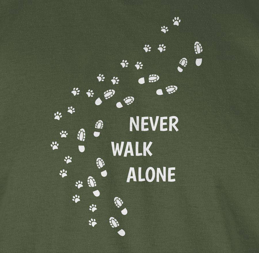 Shirtracer Never Walk Alone Pfotenabdrücke: Tshirt Turnbeutel Shirtracer