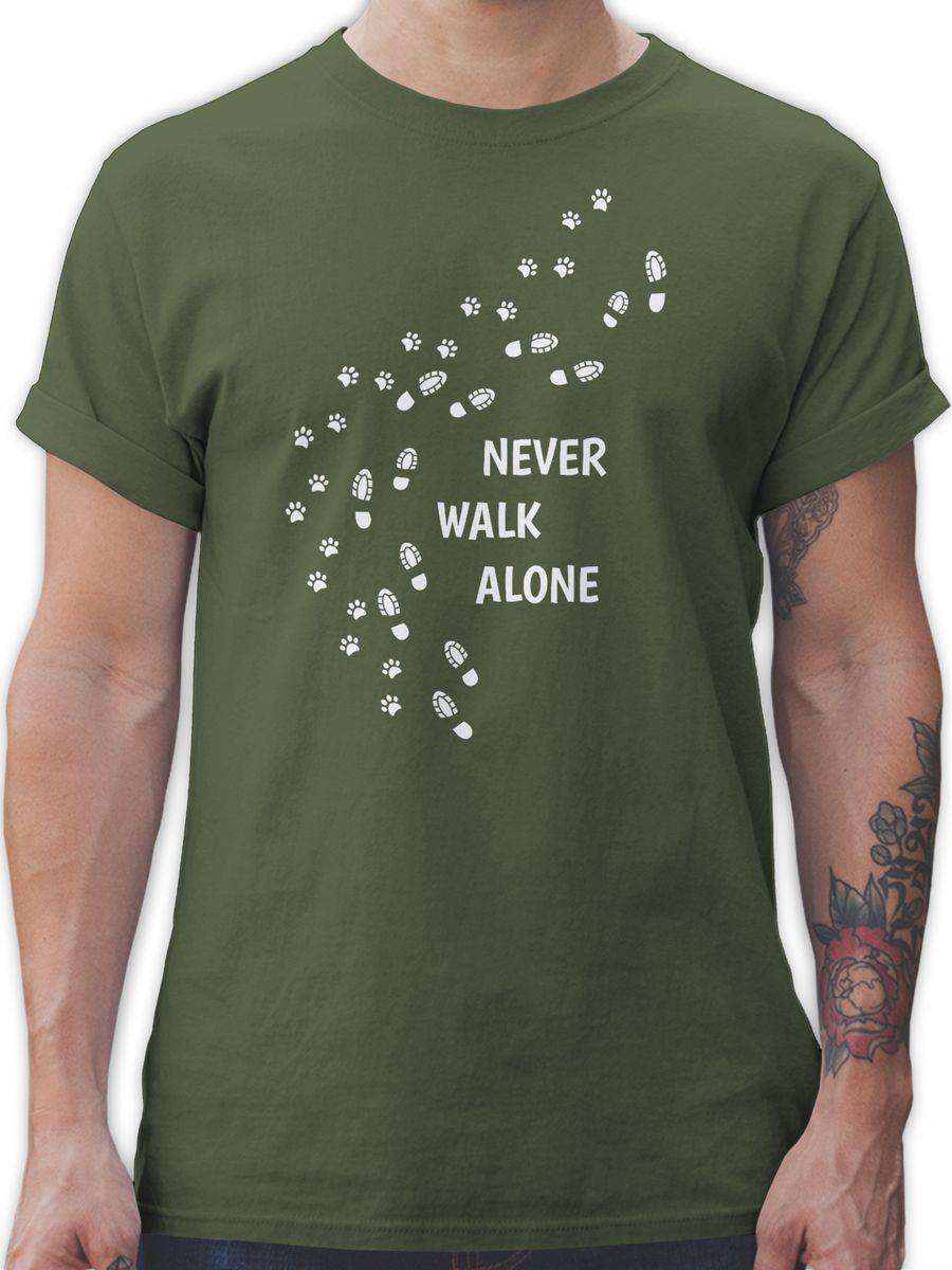 Shirtracer Never walk alone Pfotenabdrücke: Tshirt Turnbeutel Shirtracer