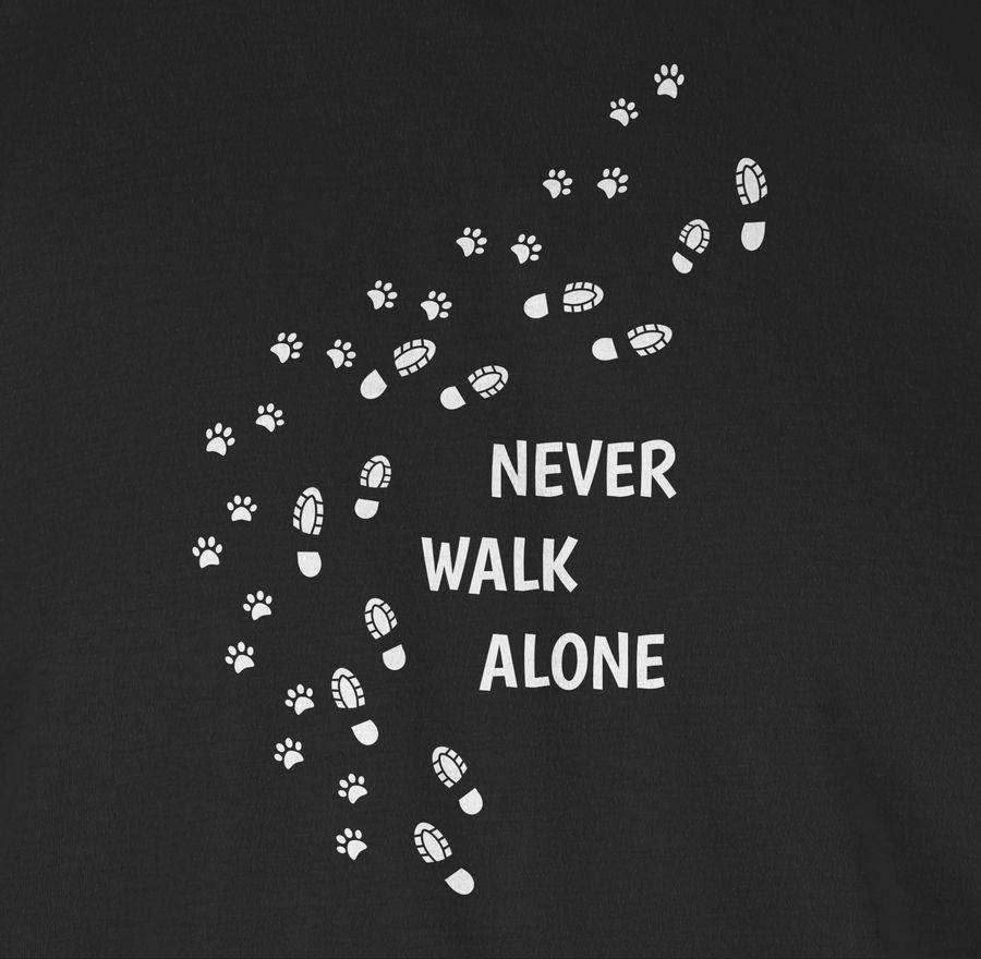 Shirtracer Never Walk Alone Pfotenabdrücke: Tshirt Turnbeutel Shirtracer