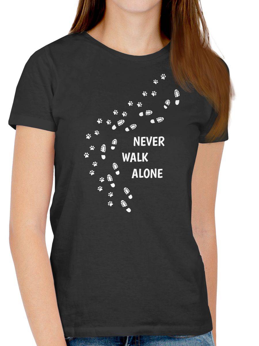 Shirtracer Never Walk Alone Pfotenabdrücke: Tshirt Turnbeutel Shirtracer