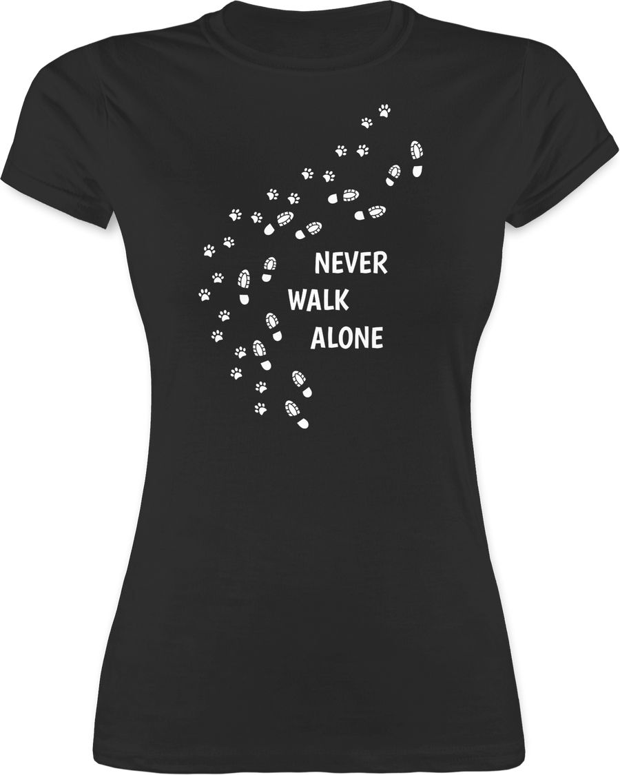 Shirtracer Never walk alone Pfotenabdrücke: Tshirt Turnbeutel Shirtracer
