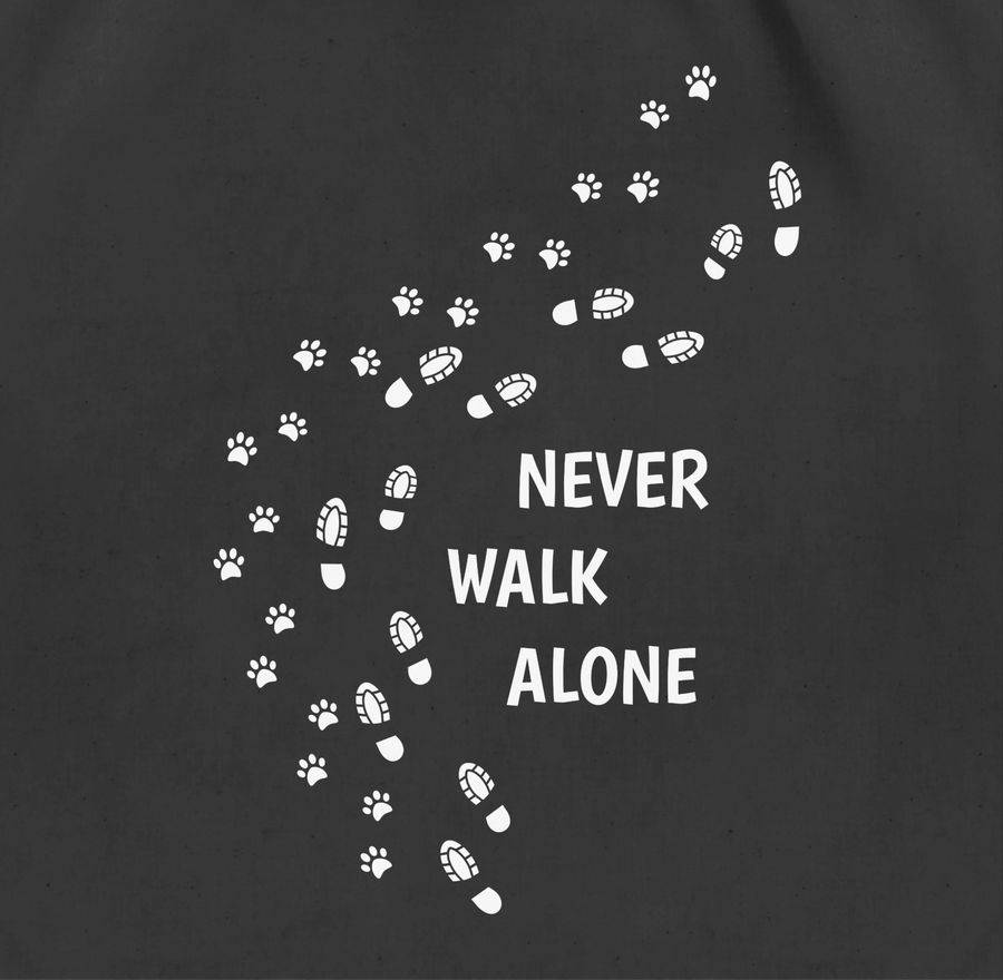 Shirtracer Never Walk Alone Pfotenabdrücke: Tshirt Turnbeutel Shirtracer