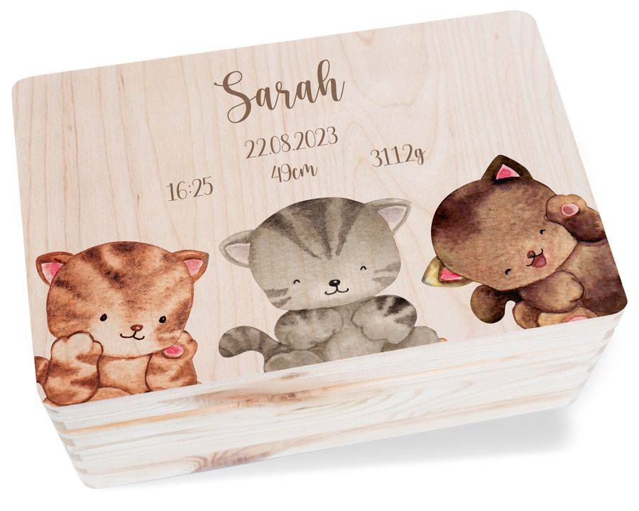 Shirtracer Niedliche Katzen Geschenk zur Geburt Personalisiertes Geschenk Baby Geburtsdaten Shirtracer