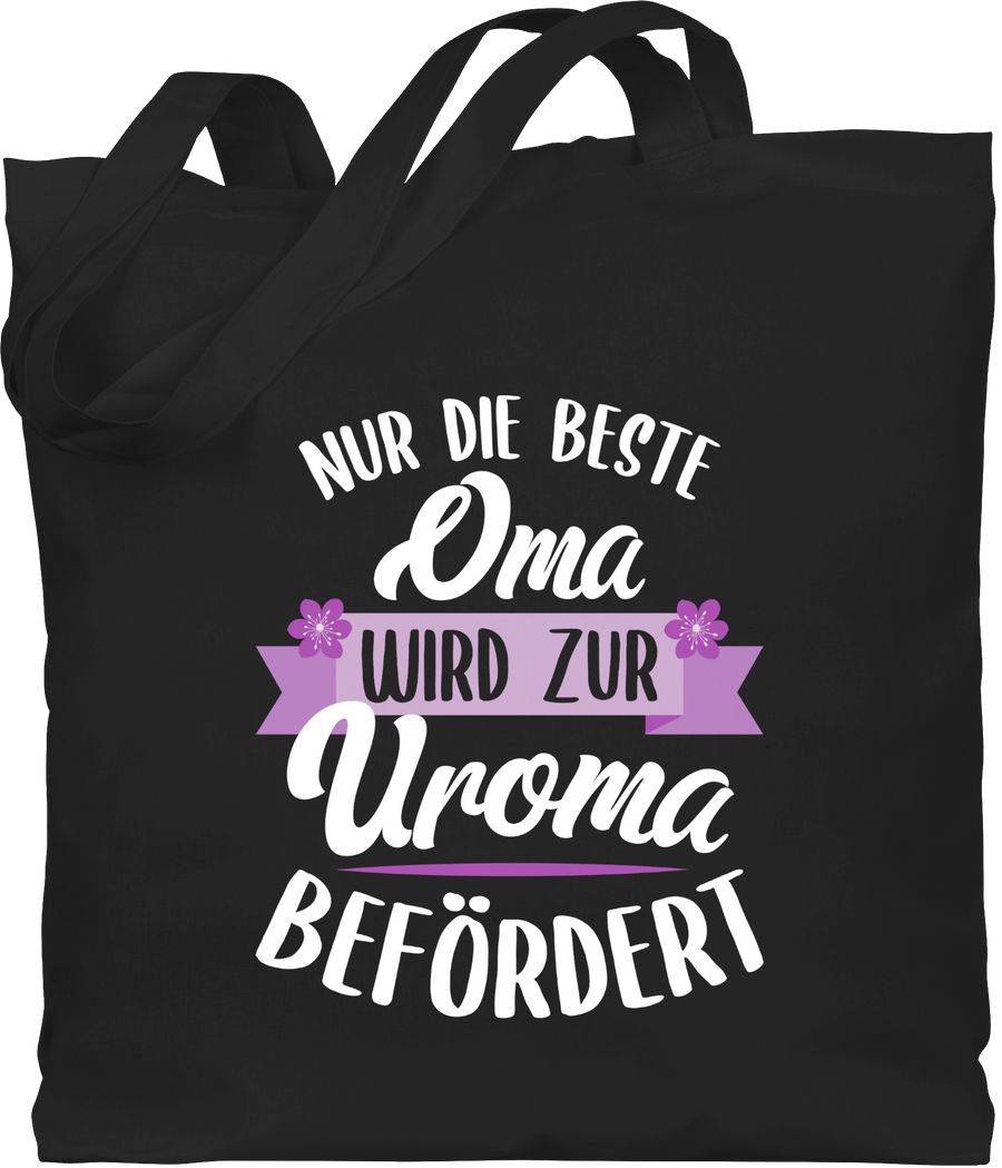 Shirtracer Nur die beste Oma wird zur Uroma befördert weiß lila: Tshirt Rucksack Shirtracer