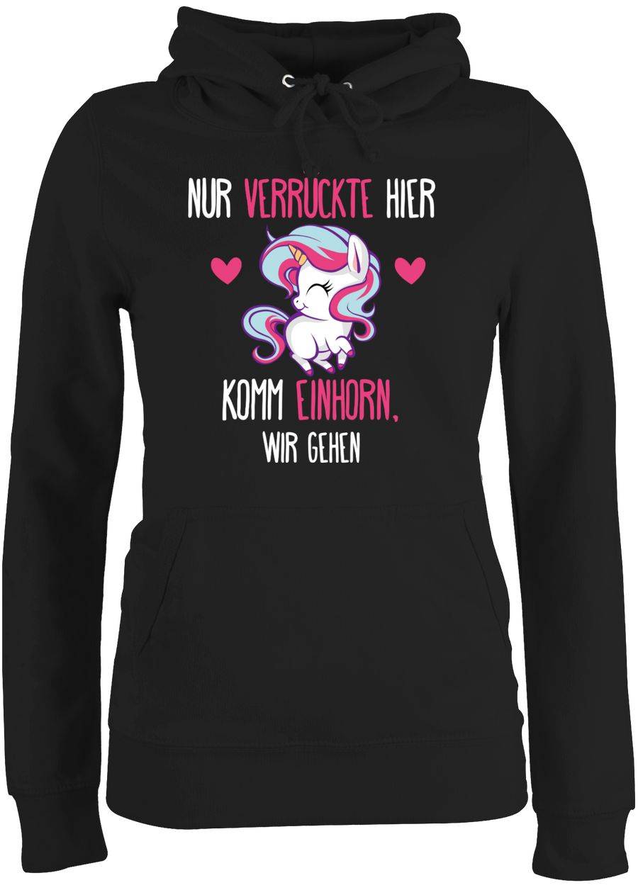 Shirtracer Nur Verrückte hier - komm Einhorn, wir gehen - weiß: T-Shirt Turnbeutel Shirtracer