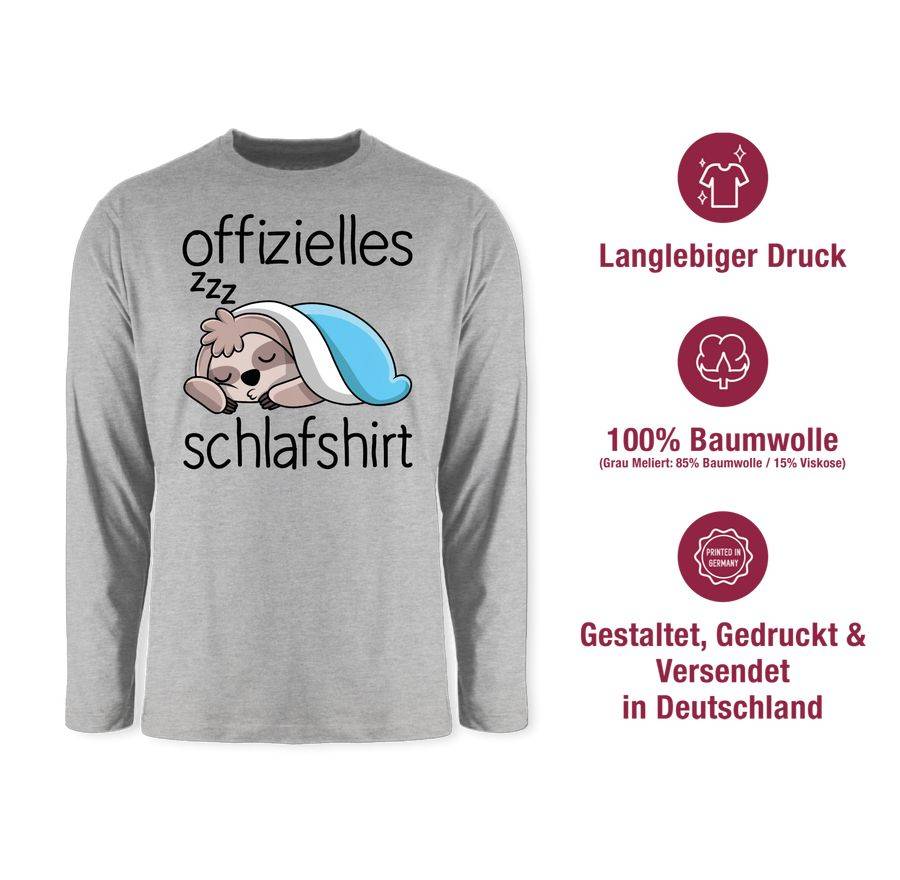 Shirtracer Offizielles Schlafshirt Mit Faultier - Schwarz Shirts & Mehr Shirtracer