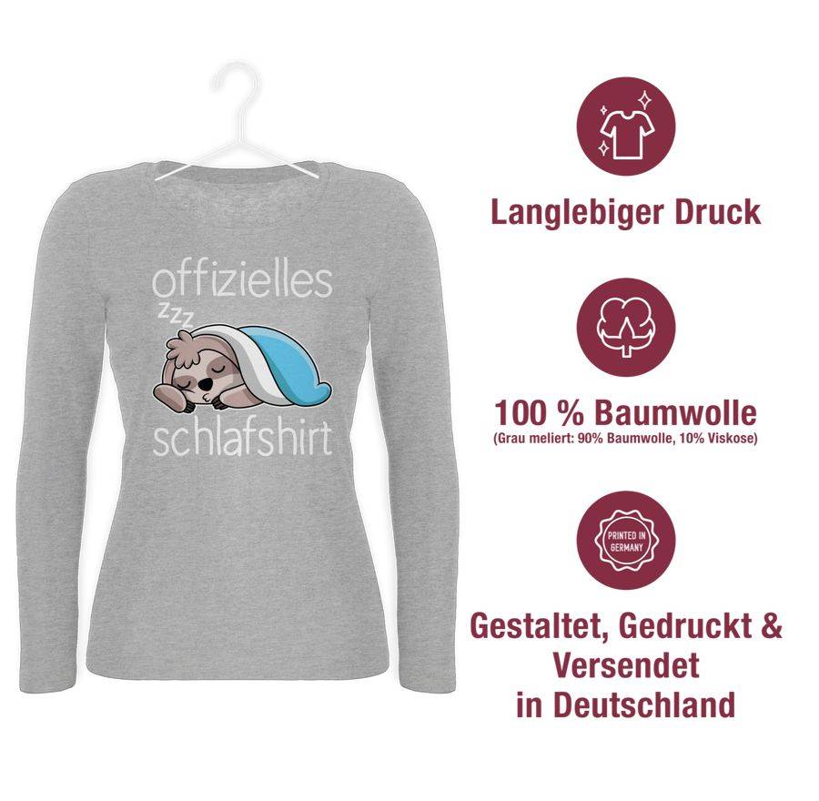 Shirtracer Offizielles Schlafshirt Mit Faultier - Weiß Shirts & Mehr Shirtracer