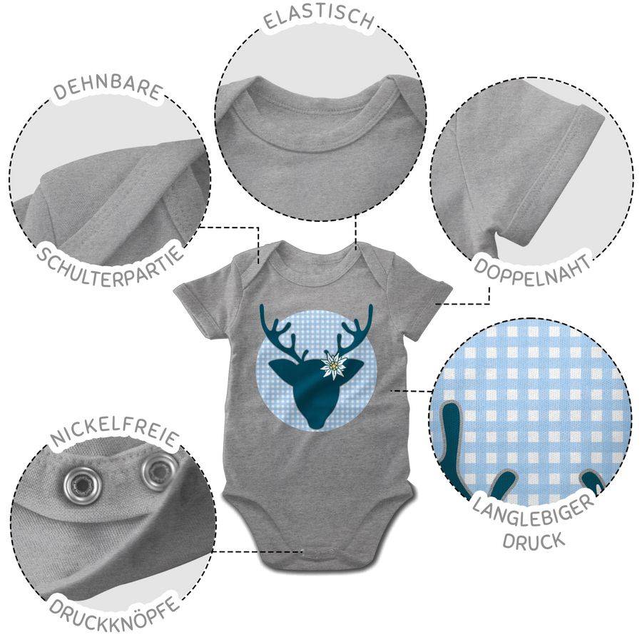 Shirtracer Oktoberfest Hirsch Mit Edelweiß - Blau: Tshirt Turnbeutel Shirtracer