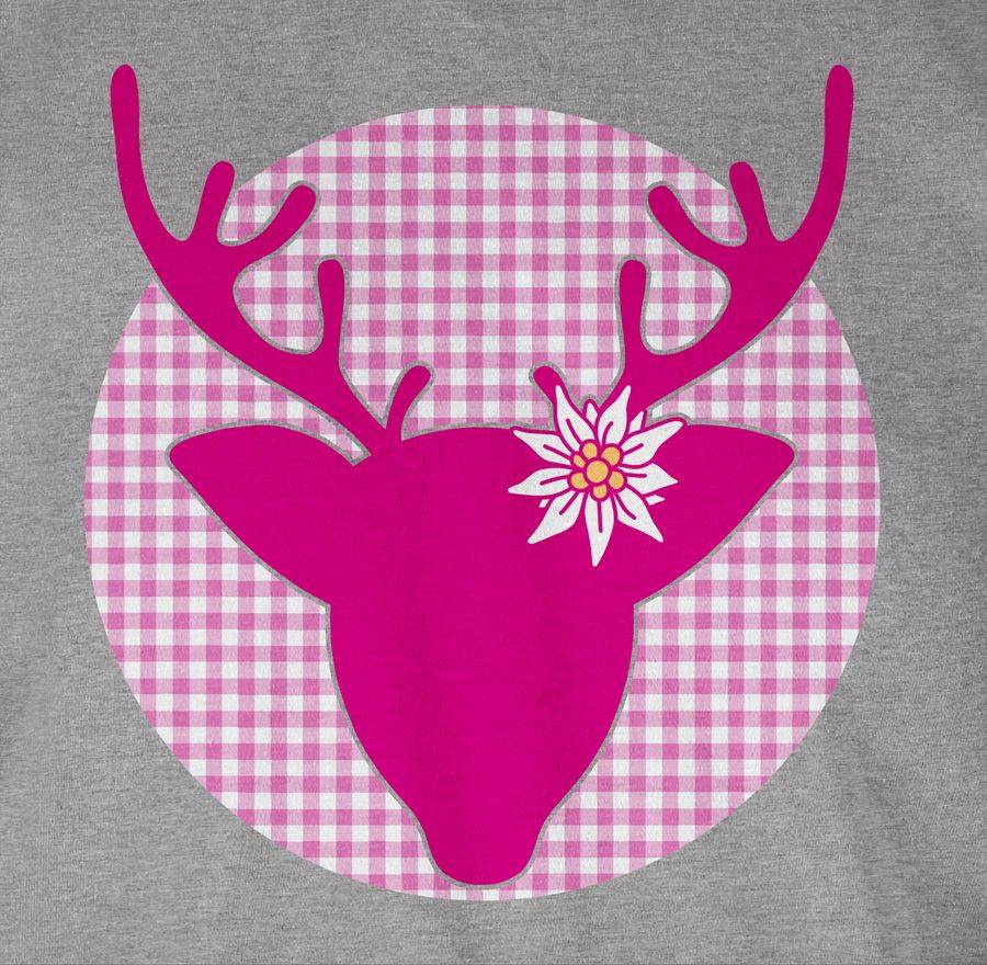 Shirtracer Oktoberfest Hirsch Mit Edelweiß - Fuchsia: Tshirt Turnbeutel Shirtracer