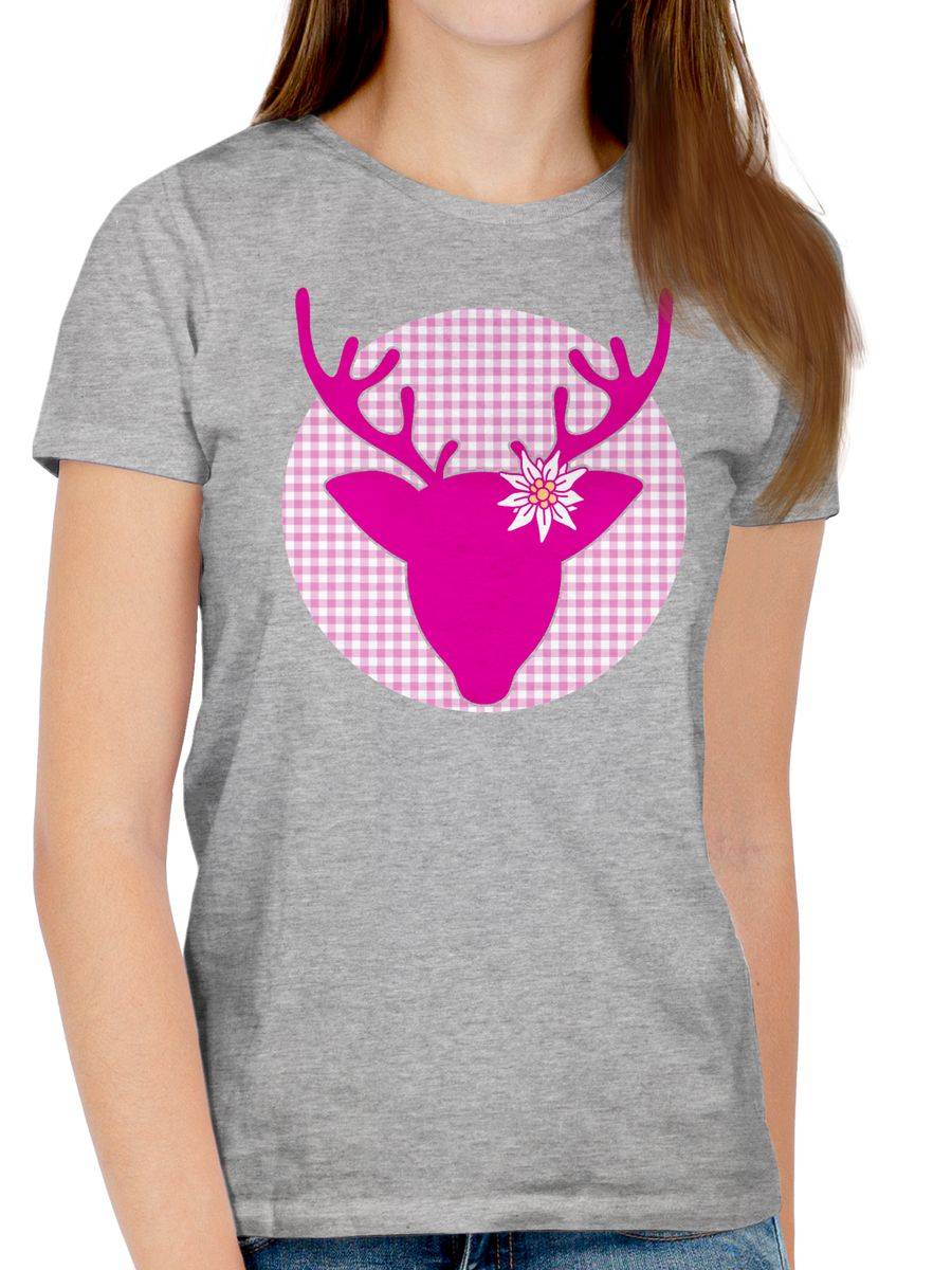 Shirtracer Oktoberfest Hirsch Mit Edelweiß - Fuchsia: Tshirt Turnbeutel Shirtracer