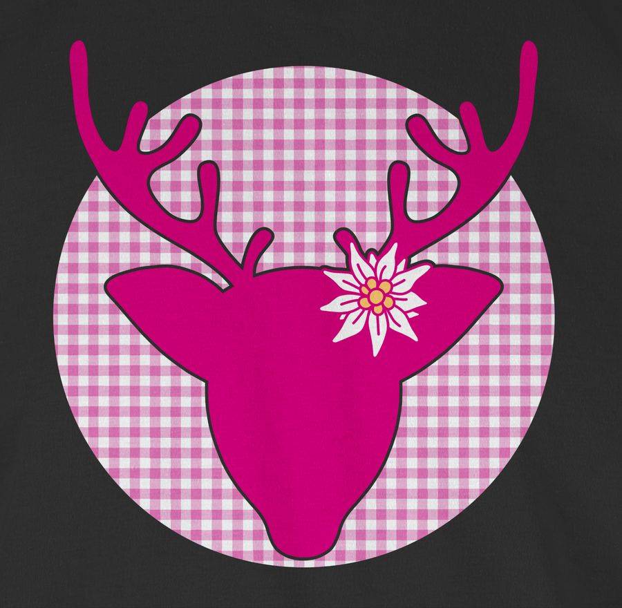 Shirtracer Oktoberfest Hirsch Mit Edelweiß - Fuchsia: Tshirt Turnbeutel Shirtracer