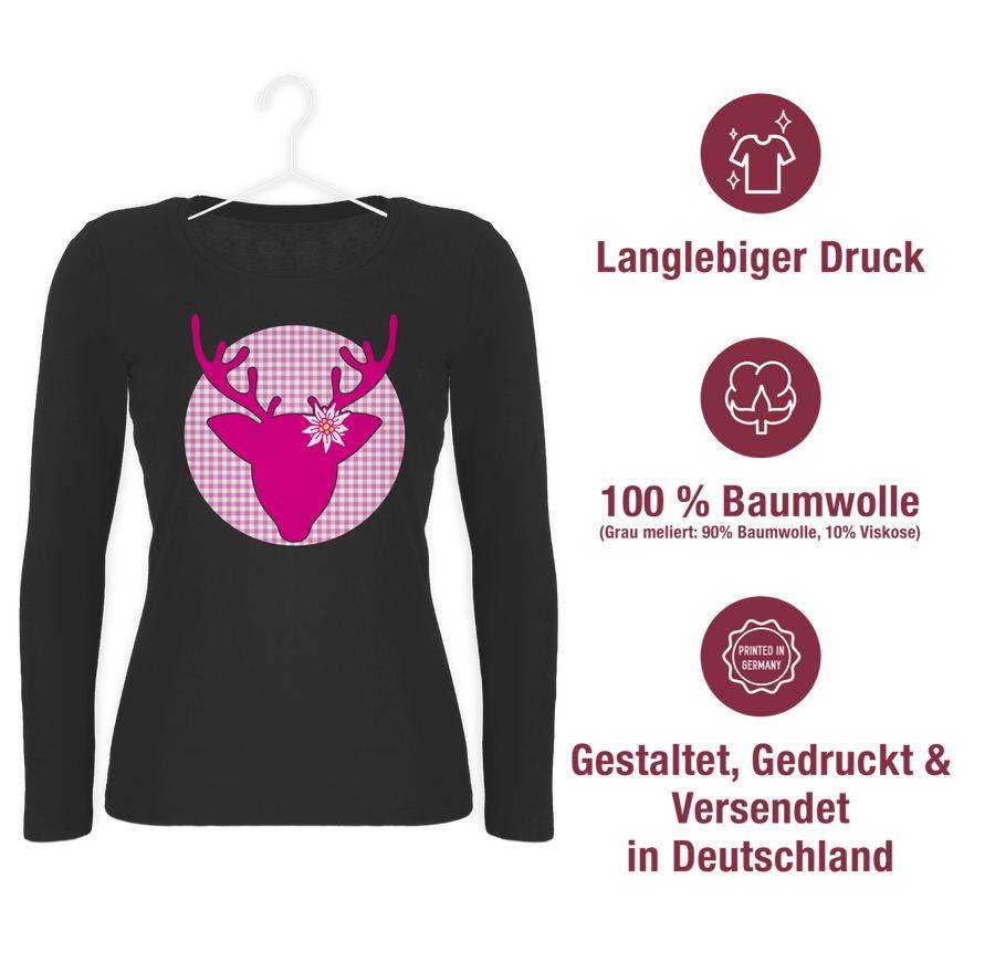 Shirtracer Oktoberfest Hirsch Mit Edelweiß - Fuchsia: Tshirt Turnbeutel Shirtracer