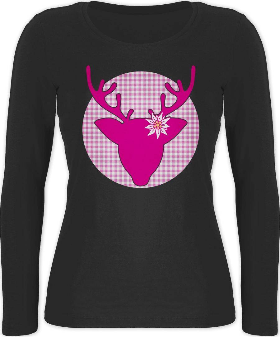 Shirtracer Oktoberfest Hirsch mit Edelweiß - Fuchsia: Tshirt Turnbeutel Shirtracer