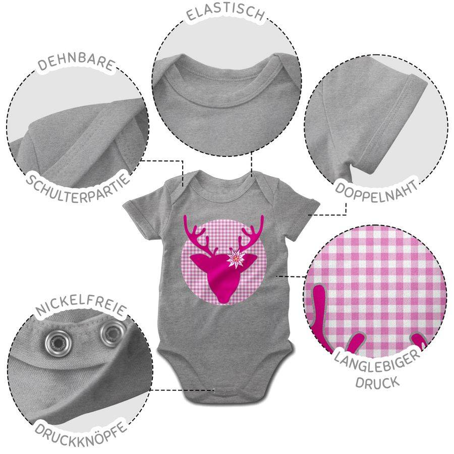 Shirtracer Oktoberfest Hirsch Mit Edelweiß - Fuchsia: Tshirt Turnbeutel Shirtracer