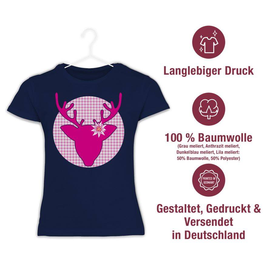Shirtracer Oktoberfest Hirsch Mit Edelweiß - Fuchsia: Tshirt Turnbeutel Shirtracer