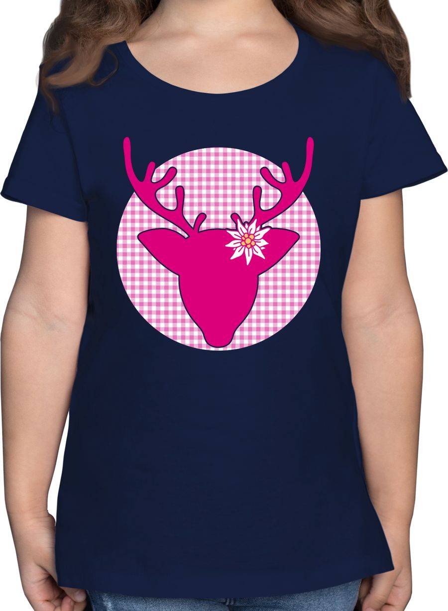 Shirtracer Oktoberfest Hirsch mit Edelweiß - Fuchsia: Tshirt Turnbeutel Shirtracer