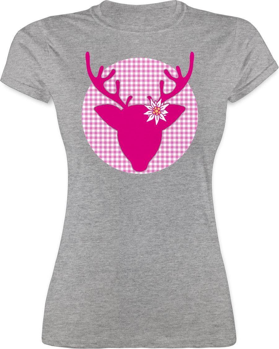 Shirtracer Oktoberfest Hirsch mit Edelweiß - Fuchsia: Tshirt Turnbeutel Shirtracer