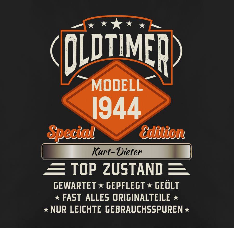 Shirtracer Oldtimer Special Vintage 1944 - Name - Retro Look Zum Achtzigsten Shirts & Meh Shirtracer